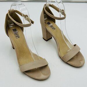 Didifu Womens Nude Tan 3" Heels with Ankle Strap Size 7